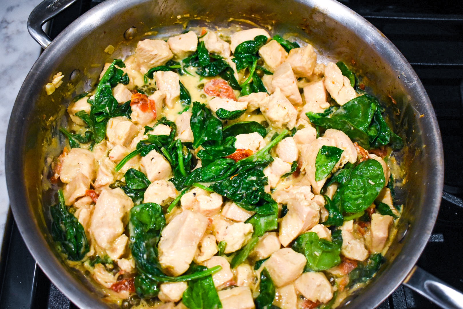 Chicken and Spinach in White Wine Cream Sauce Kevin's Dinner